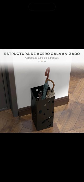 Paragüero negro acero con bandeja extraíble