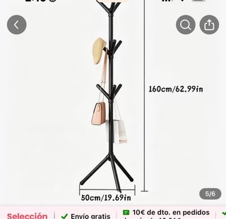 Perchero Metálico Negro y Madera