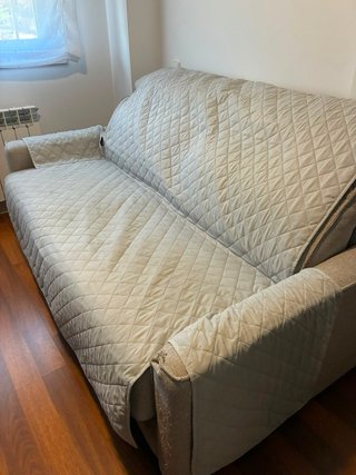 Sofá Cama 2 Plazas Tela Beige/Gris