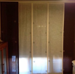 Cortinas Panel Japonés 5 Paneles Blanco/Wengue