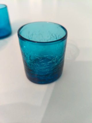 4 vasos de chupito azules de cristal