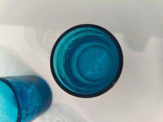 4 vasos de chupito azules de cristal