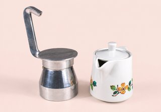 Caffettiera Moka Porcellana Floreale Anni '70