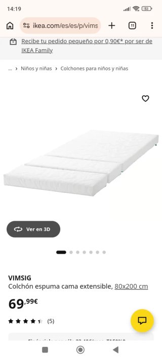 Cama con colchon extensible IKEA Sundvik