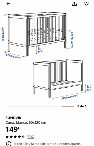 Cuna IKEA Sundvik Blanca