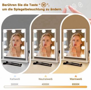 Espejo Maquillaje LED Blanco y Dorado