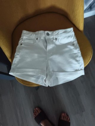 Pantalón corto vaquero elástico blanco Talla XS