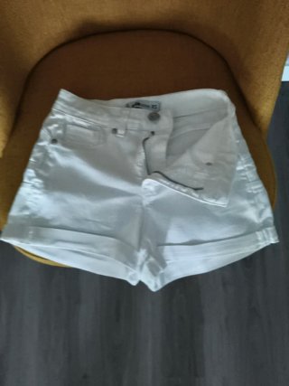 Pantalón corto vaquero elástico blanco Talla XS