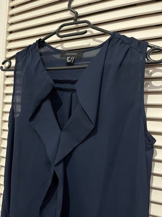 Blusa camisa sin mangas azul oscuro Primark XS 34