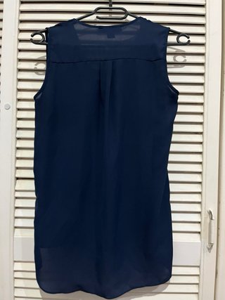 Blusa camisa sin mangas azul oscuro Primark XS 34
