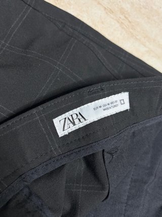 Pantalón traje Zara cuadros negro/gris