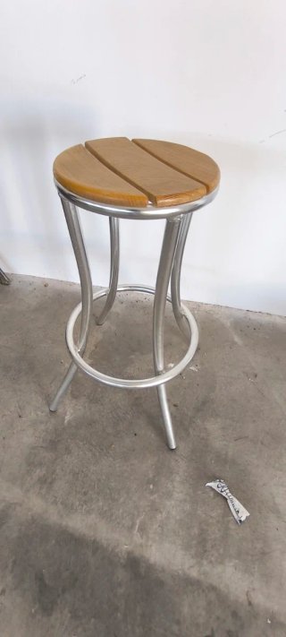 10 Taburetes de Bar, Madera y Aluminio