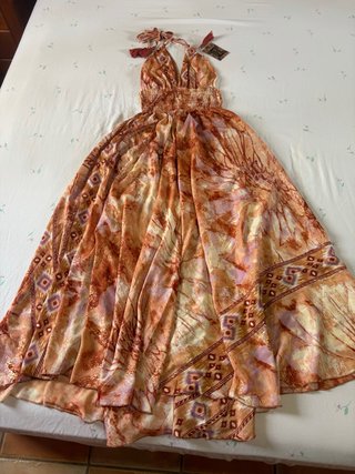 Vestido largo estampado étnico