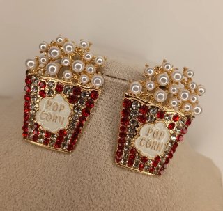 Pendientes Retro Perlas y zirkonias Resin y Acero