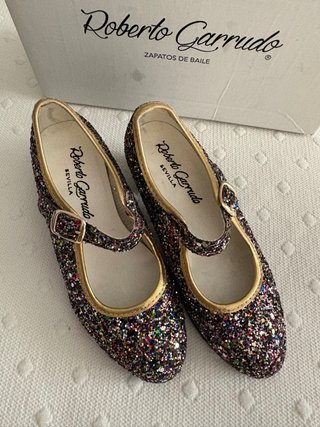 Zapatos Flamenca Tacón Brillo Multicor