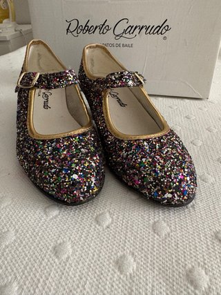 Zapatos Flamenca Tacón Brillo Multicor