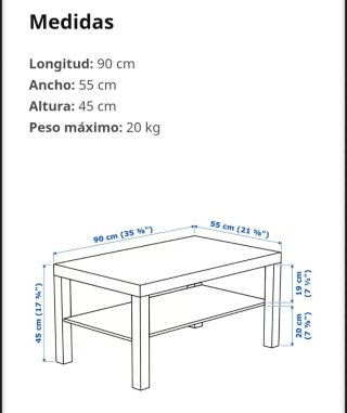 Mesa de centro blanca con estante