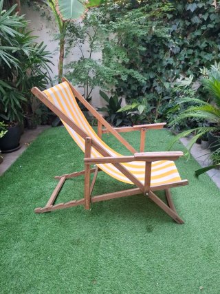 Hamaca plegable vintage rayas blancas y amarillas