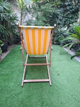 Hamaca plegable vintage rayas blancas y amarillas