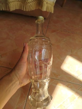 Botella antigua cristal decorativa
