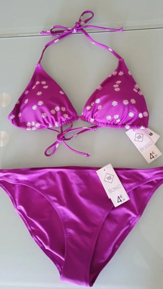 Bikini TEX Basic morado estampado flores