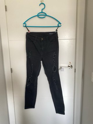 Pantalones vaqueros Hollister mujer negros rotos