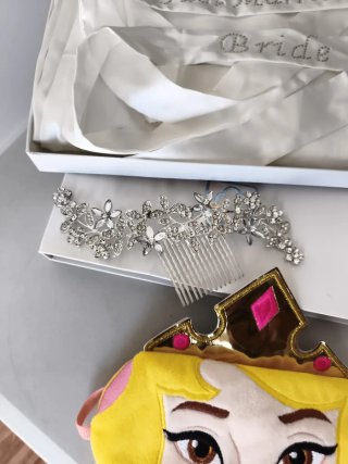 Kit Novia Just Married Tocado y Antifaz