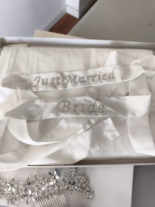 Kit Novia Just Married Tocado y Antifaz