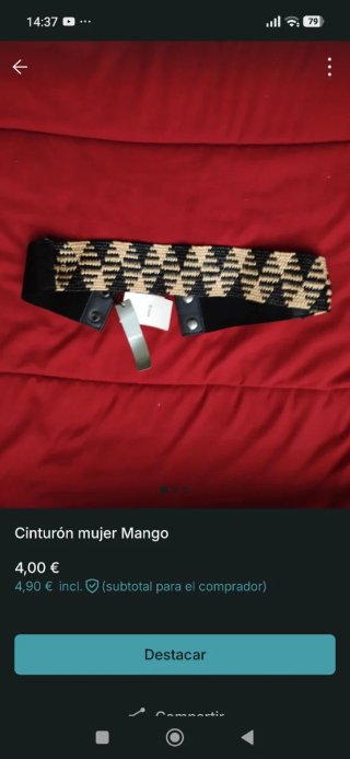 Cinturón Mango Mujer Beige y Negro