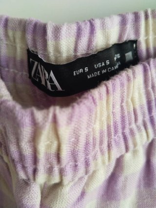 Bermuda cuadros Zara morado y blanco