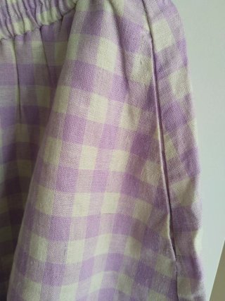 Bermuda cuadros Zara morado y blanco