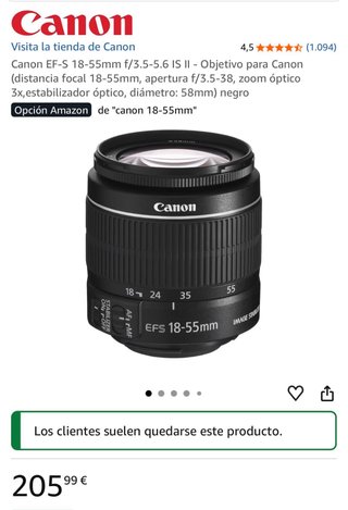 Objetivo Canon 18-55 mm