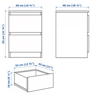 Cómoda 2 cajones Ikea MALM blanca