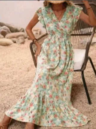 Vestido floral verde talla S
