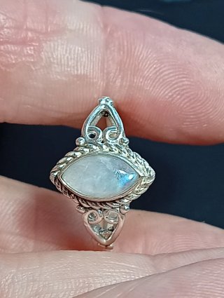 Anillo Plata Ley piedra luna talla 13,5 mm