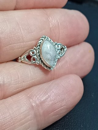 Anillo Plata Ley piedra luna talla 13,5 mm