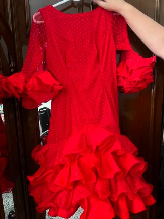 Traje Flamenca Corto Talla 42 Rojo