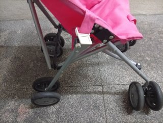 Carrito de paseo rosa y gris
