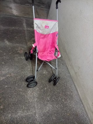 Carrito de paseo rosa y gris