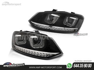 FAROS DELANTEROS LED DTS PARA VOLKSWAGEN POLO 6R NEGRO 2009-2014
