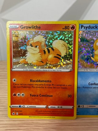 Carte Pokémon Growlithe, Psyduck, Onix
