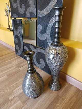 Lote 2 Jarrones Vintage Mosaico Cristal