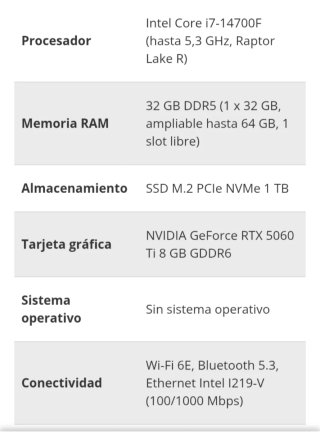 PC Gaming MSI RTX 5060 Ti, i7, 32GB RAM, 1TB SSD