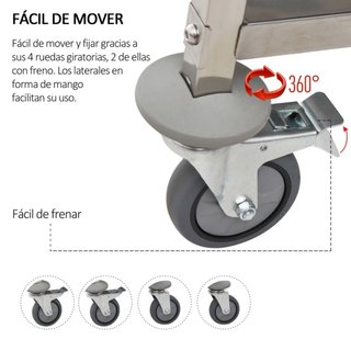 Carrito Auxiliar Cocina con Ruedas