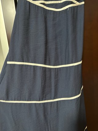 Vestido R.s. azul con detalles blancos