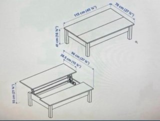 Mesa centro elevable Ikea blanca