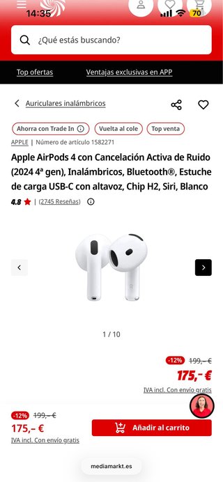 Apple AirPods 4 ANC Blancos