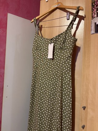 Vestido Zara verde lunares talla M