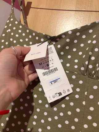 Vestido Zara verde lunares talla M