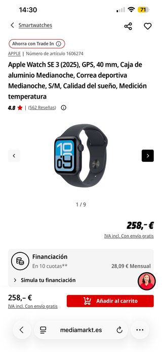 Apple Watch SE 3 GPS 40mm (2025)